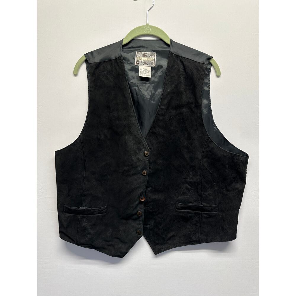 Vintage Black Leather Western Vest XL 🤠 Grunge Rock Worn Patina Y2K Biker Style